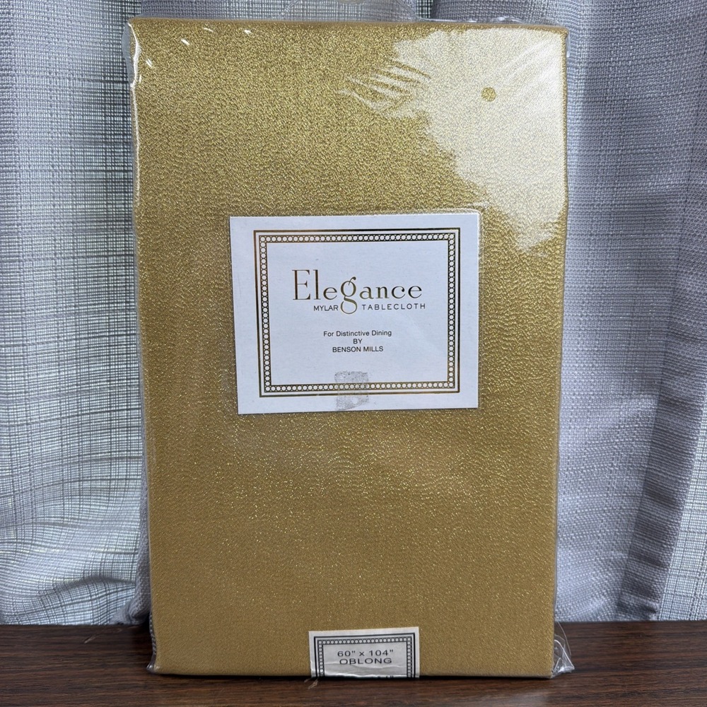 Benson Mills 60" X 104" Oblong Mylar Tablecloth Gold Metallic Elegance Sparkly